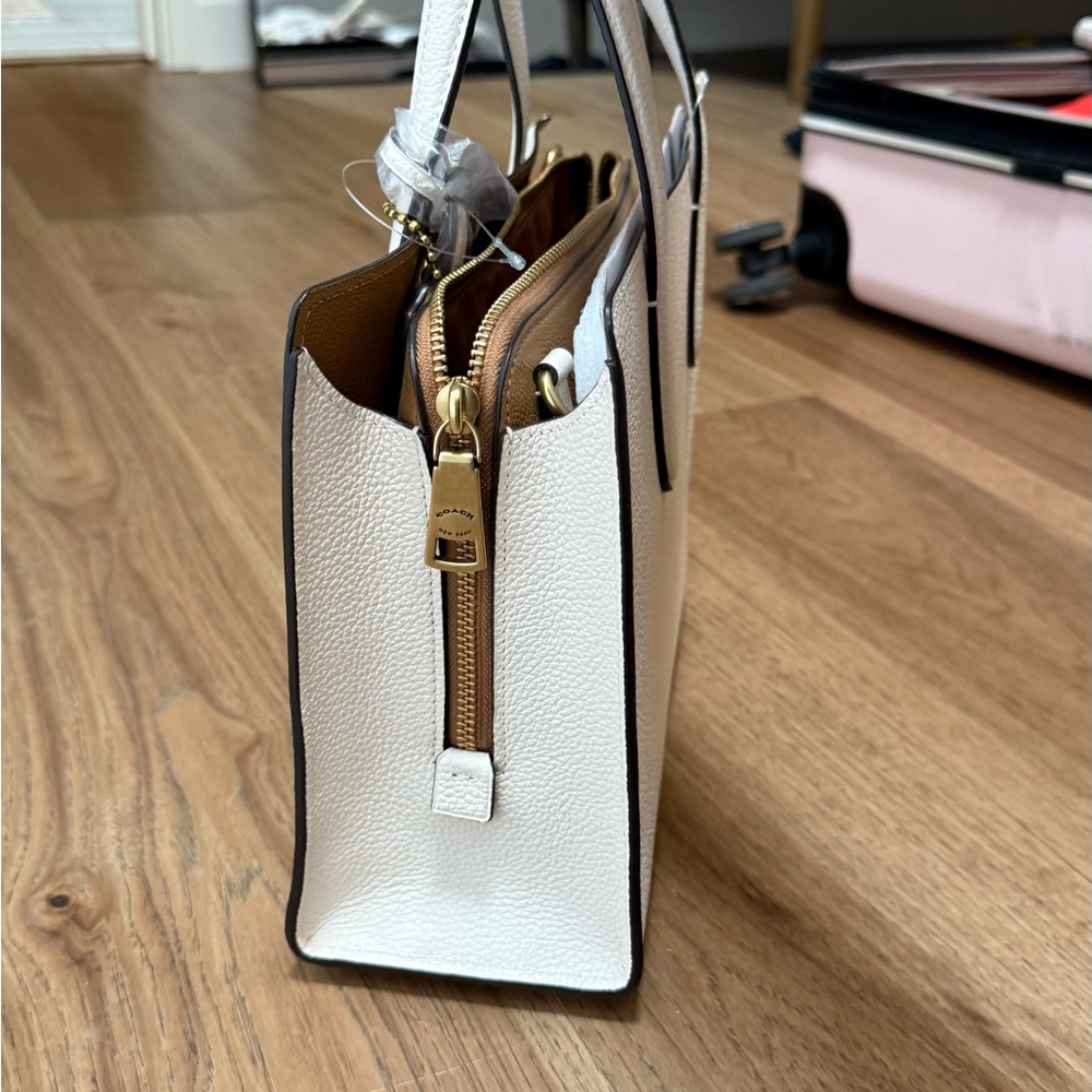 Coach White and Brown Leather Satchel